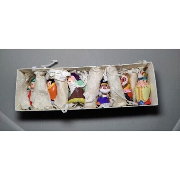 VTG Figurines Gods Good Luck Six Lucky 2” Clay Hand Painted RARE Chinese Clay - Picture 3 of 16
